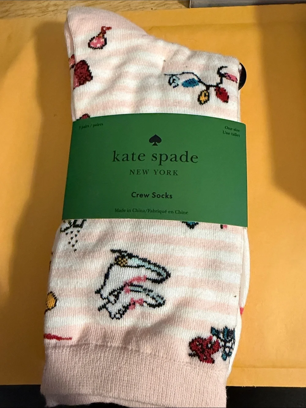 kate spade Pink Striped Crew Socks